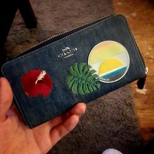 Coach Summer Themed Denim Wallet